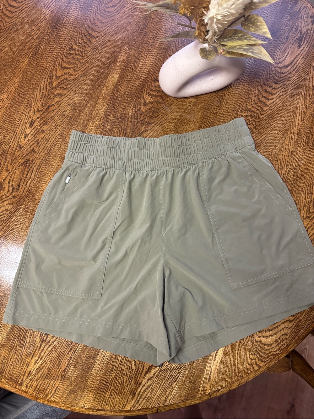Athleta Light Olive High-Waist Athletic Shorts